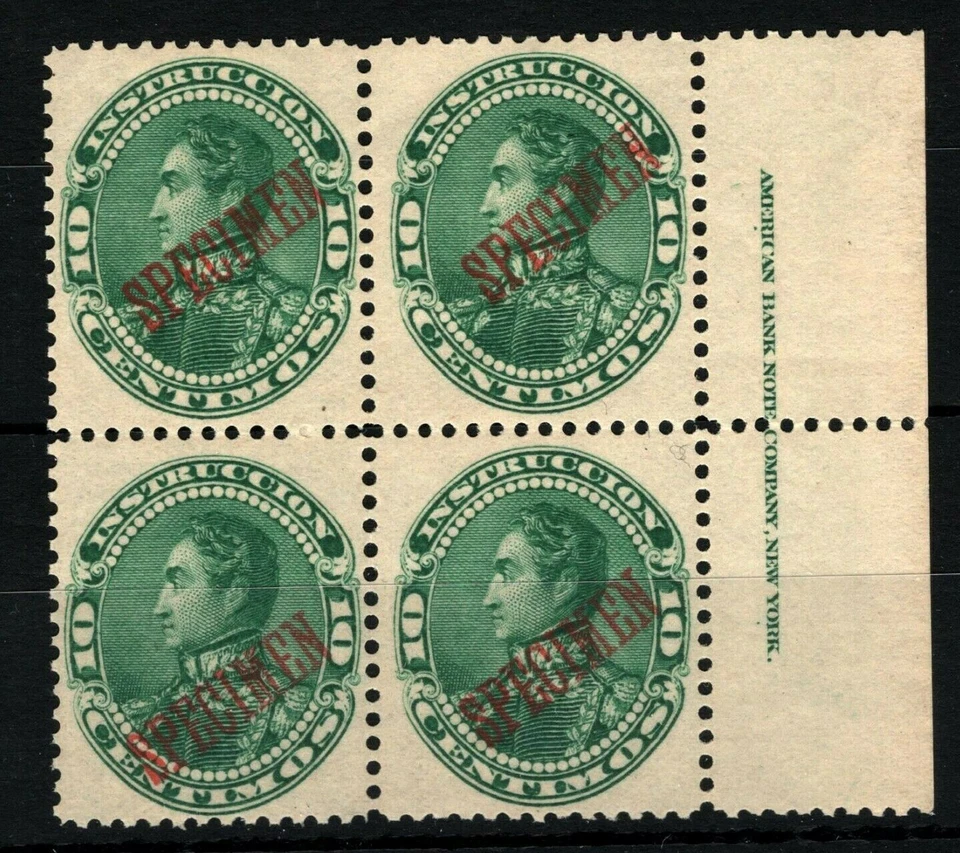 VENEZUELA Simon Bolivar *SPECIMEN* 10b Postal Fiscal Margin Block{4} SS3518 - Image 1 of 4