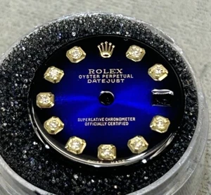 Rolex Damen Datejust/President Custom Blau Vignette Diamant Zifferblatt für 26mm Modell - Bild 1 von 4