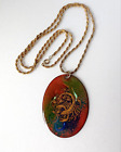 Scorpio Vintage Pendant Zodiac Artisan Enamel Art Copper Two Tone Chain Necklace