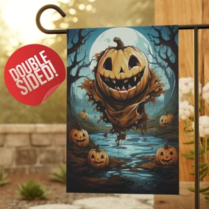 Bandiera giardino di Halloween, zucca fantasma spettrale, foresta infestata, regalo mamma per lei - Foto 1 di 13