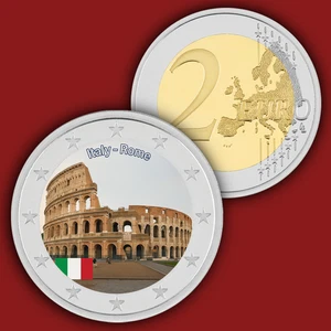 ROMA ITALIA 2 euro / moneta colorata UNC colore - Foto 1 di 1