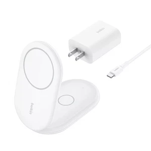 Belkin MagSafe BoostCharge 2-in-1 Magnetic Foldable Charger Stand 15W Qi2 - Picture 1 of 4
