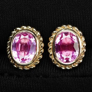 925 Sterling Silver Rose Gold Earrings Vibrant Bubblegum Pink Sapphire 3.30Ct - Picture 1 of 6