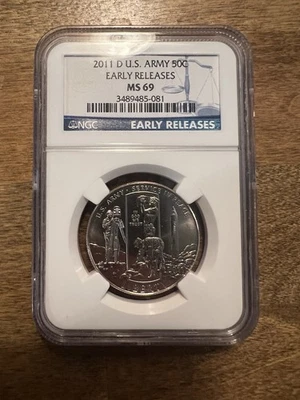 2011 D NGC MS 69 U.S. ARMY COMMEMORATIVE HALF! EARLY RELEASES! AWESOME! - Image 1 of 4