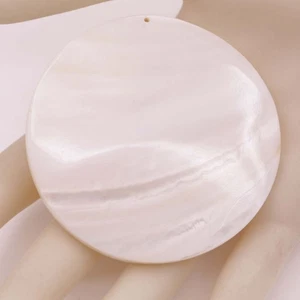 60mm Round Disk Shell Natural White Mother of Pearl Top Hole Jewelry Making 1PCS - Picture 1 of 3