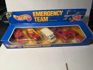 Hot Wheels Emergency Team ungeöffnet Geschenkpackung 1987 5 Fahrzeuge alle Basic Wheels - Bild 1 von 18
