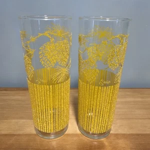 Set Of 2 Vtg Federal Glass Starlyte Ponderosa Pinecone Highball Collins Tumblers - Picture 1 of 15