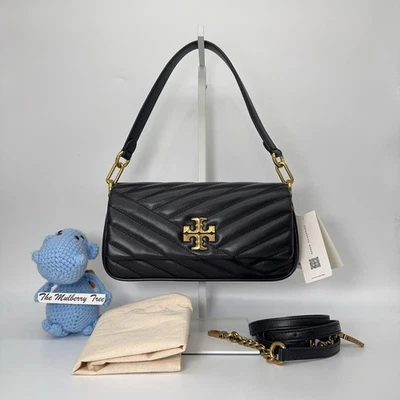 Tory Burch Kira Chevron Flap Shoulder Bag Crossbody Leather 90456 Black Gold NWT - Image 1 of 4