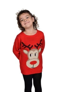 RWB Children's Curious Rudolph Christmas Sweater Red - Picture 1 of 4
