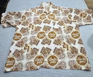 Vintage Y2K South Pole Button Up Herren 5XL Kurzarm Baseball All Over Print - Bild 1 von 8