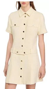 Sandro Damen Demoiselle Ecru Tweed Kleid - Größe 2 US / 34 - Einzelhandel $ 490 - Bild 1 von 11