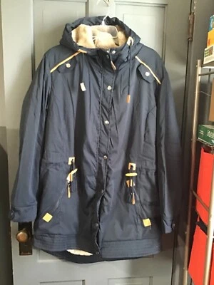 Mujer XL Abrigo Chaqueta Azul Marino Con Capucha Muy Lindo Nuevo Foto 1 de 4