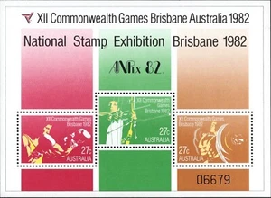 1982 Australia XII Commonwealth Games Brisbane ANPEX 82 Mini Sheet MNH, Clean - Bild 1 von 1
