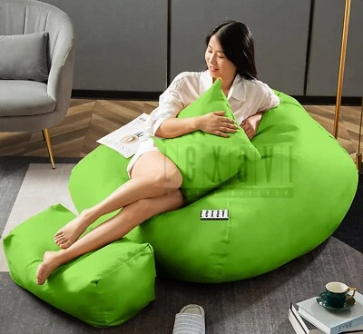 Sitzsack Stuhlbezug mit Fußstützenbezug Kunstleder Grün ohne Bohnen XXXL - Bild 1 von 4