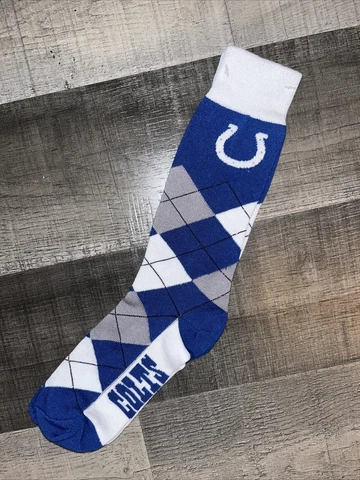 INDIANAPOLIS COLTS NFL FOOTBALL LOGO ARGYLE DRESS SOCKS LARGE Q Cover