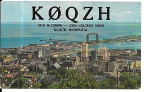 Tarjeta de radio QSL 1960 Duluth Minnesota - Imagen 1 de 1