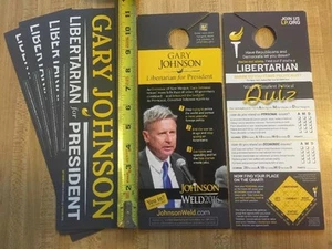 20 perchas de puerta 5 pegatinas Gary Johnson President 2016 Libertarian Quiz 2020 - Imagen 1 de 4