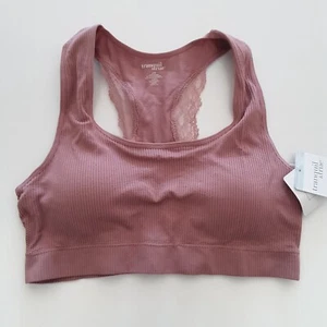 Tranquil & True Womens Size 2X Comfort Bra Ribbed Seamless Racerback Mauve Rose - Picture 1 of 6