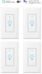 Smart Switch WIFI Light Wall Works with Alexa & Google - Smart Home 4 Pack - Picture 1 of 6