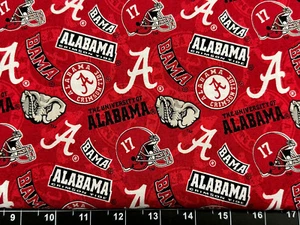 Tina Scrap 9"x21" NCAA University of Alabama Crimson Tide Football Cotton Fabric - Picture 1 of 1
