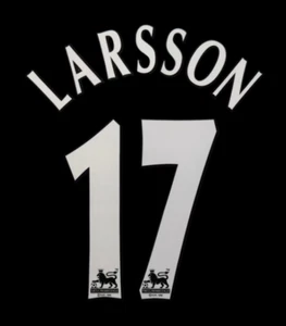 Larsson 17 Manchester United 1997-2007 EPL SET NOME E NUMERO, Home Away UK - Foto 1 di 1