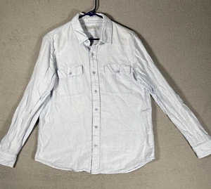 Camicia Outerknown Uomo Taglia M Harrison Cotone Biologico Lino Azzurro Tasche - Foto 1 di 12