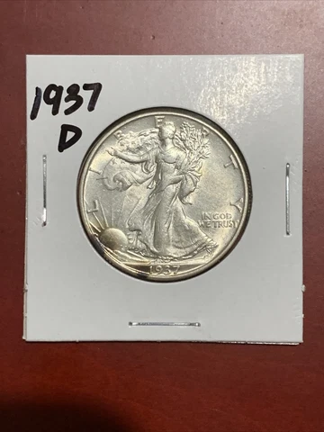 1937-D Walking Liberty Half Dollar - Uncirculated - 90% Silver *Nice* Cover