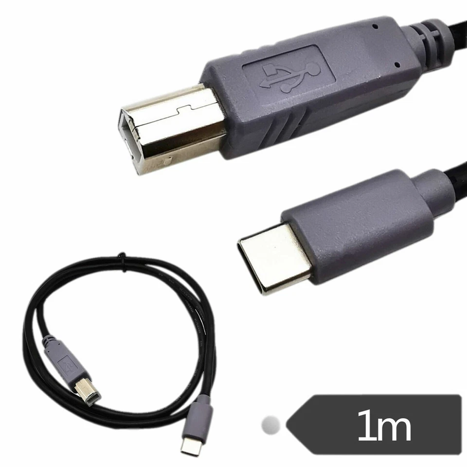 USB Printer 2.0 B Male to USB-C 3.1 Type C Male OTG Data CellPhone Cable Cord 1m - Image 1 of 1