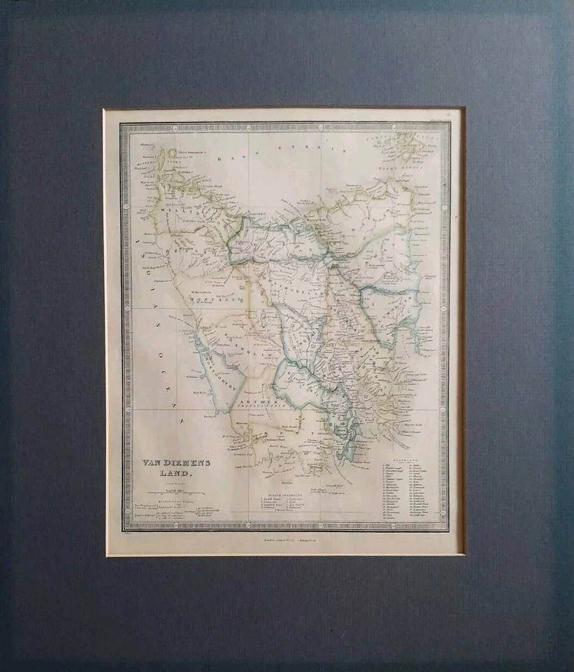 JAMES WYLD "VAN DIEMENS LAND - TASMANIA" MAP. HAND COLOURED. CIRCA 1874 - Image 1 of 4