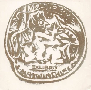 Vtg Art Ex-Libris Bookplate Pan on Donkey Y1375 - Bild 1 von 2