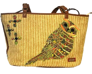 Bolso de Hombro Sakroots Owl Tejido Paja Apliques Bordado LEER - Imagen 1 de 22