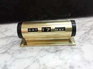 Vintage Black Gold Park Sherman Cylindrical Metal Perpetual Desk Calendar - Picture 1 of 6