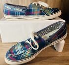 Vans Plaid Boat Shoes 3-Eye lace up Loafers Sneakers Women's Size 8.5