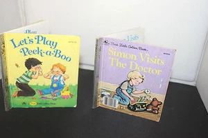 SIMON VISITS THE DOCTOR & LET'S PLAY PEEK Vintage First Little Golden Books - Picture 1 of 8