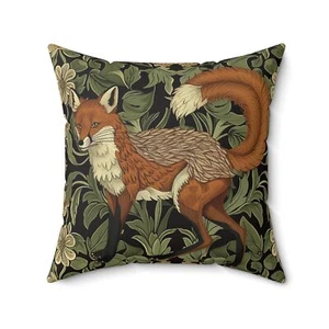 Inspired William Morris Art, Fox textile design Spun Polyester Square Pillow - Picture 1 of 13