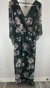 Bailey Blue Women's Chiffon Floral Layered Sheer Long Dress over Short Dress XL - Picture 1 of 11