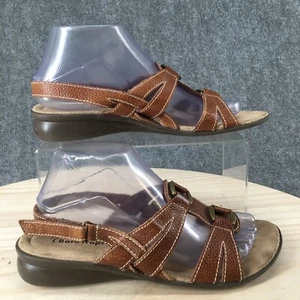 Baretraps Sandals Womens 8 M Indeed Strappy Slingback Flats Brown Leather Casual - Picture 1 of 15