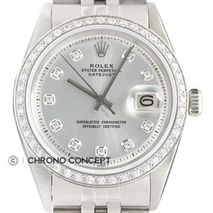 Rolex Mens Datejust 18K White Gold Diamond Bezel & Stainless Steel Watch - Picture 1 of 9