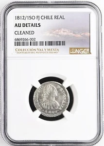 CHILE Santiago Bust 1 Real Ferdinand VII 1812/1 FJ NGC AU Details Val y Mexia - Picture 1 of 5