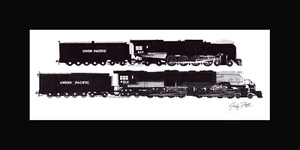 Union Pacific Big Boy 4014/844 10""x17"" estampado en 10""x20"" alfombra firmada por Andy Fletcher - Imagen 1 de 1