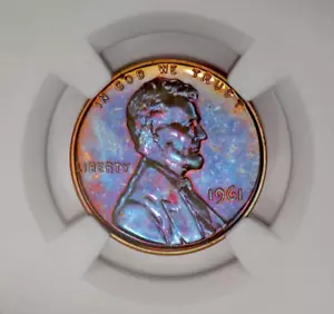1961 TONED Lincoln Memorial Cent Proof NGC PF 66 BN PR66BN Toning Coin 1C - Picture 1 of 4