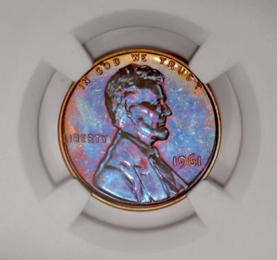 1961 TONED Lincoln Memorial Cent Proof NGC PF 66 BN PR66BN Toning Coin 1C - Image 1 of 4