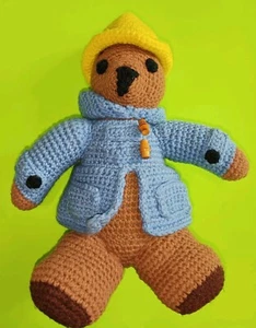 Crocheted Paddington Bear 11" Plush Stuffed Animal Vintage 1975 Eden Toys - Picture 1 of 6