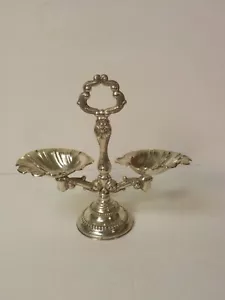 Antique Continental Sterling Silver Double Salt Cellar, Shell Bowls - Picture 1 of 11