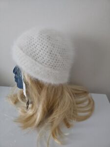 Vintage Hat Angora Wool Soft White Winter Warm NWT