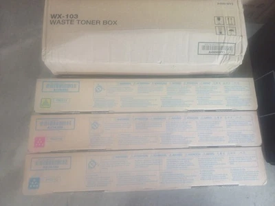 Konica Minolta SET OF THREE COLOUR TONERS TN321 YMC + WASTE WX-103 C224 284 364 - image 1 of 3