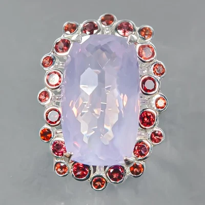 Joyería 34 ct Anillo Cuarzo Lavanda Natural Plata de Ley 925 Talla 7/R441422 Foto 1 de 4