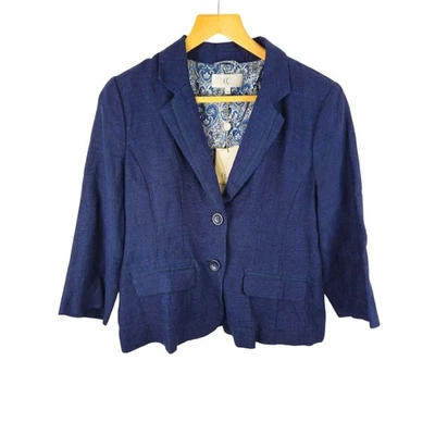 Country Casuals Linen Blazer Jacket Size 14 Navy Button Up NWT - Image 1 of 4