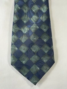 Corbata ancha vintage años 90 St Michael - patrón retro azul/verde años 90 - Imagen 1 de 3