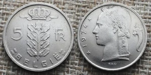 Coin Belgique - 1974 - 5 francs - type Cérès (NL) (N1256) - Picture 1 of 3